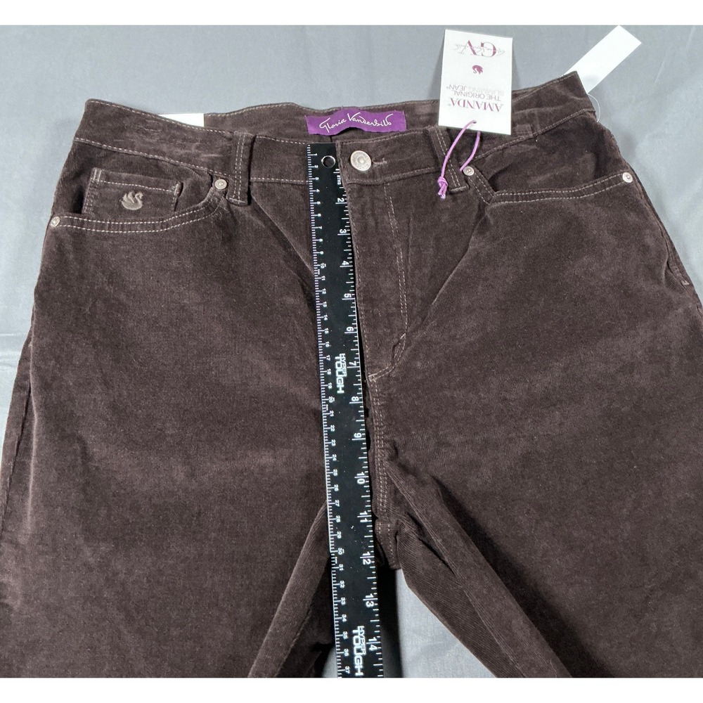 Gloria Vanderbilt Amanda Corduroy Slimming Jeans Brown Tapered Leg Womens 10 Avg - Picture 4 of 11